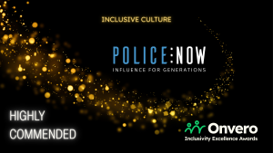 Image from the awards ceremony presentation displaying Police Now as highly commended.