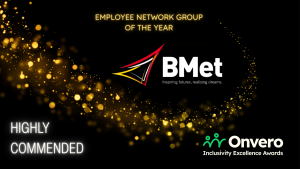 Image from the awards ceremony presentation displaying BMet as highly commended.