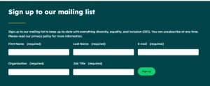 Screenshot of the form members can use to sign up for our mailing list.