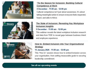 Snippet from the newsletter showing the upcoming events section.